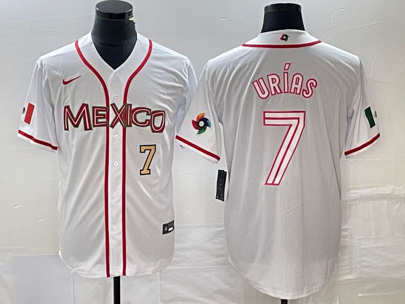 Men 2023 World Cub Mexico #7 Urias White Nike MLB Jersey49
